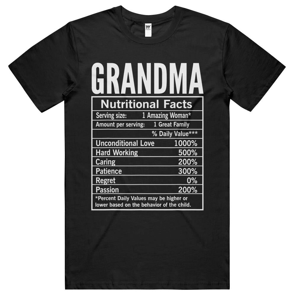 Nutritional Facts Shirt, Nutrition Facts T Shirt, Grandma Nutritional Facts Funny Grandmother T Shirts