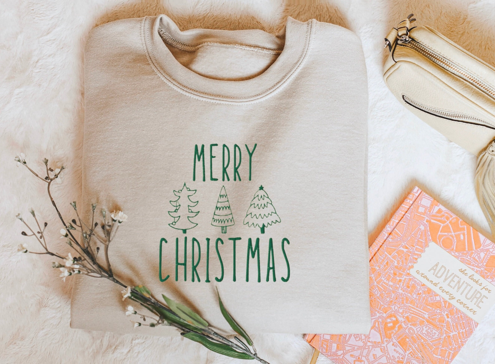 Merry Christmas Embroidered Sweatshirt 2D Crewneck Sweatshirt All Over Print Sweatshirt For Women Sweatshirt For Men Sws5300