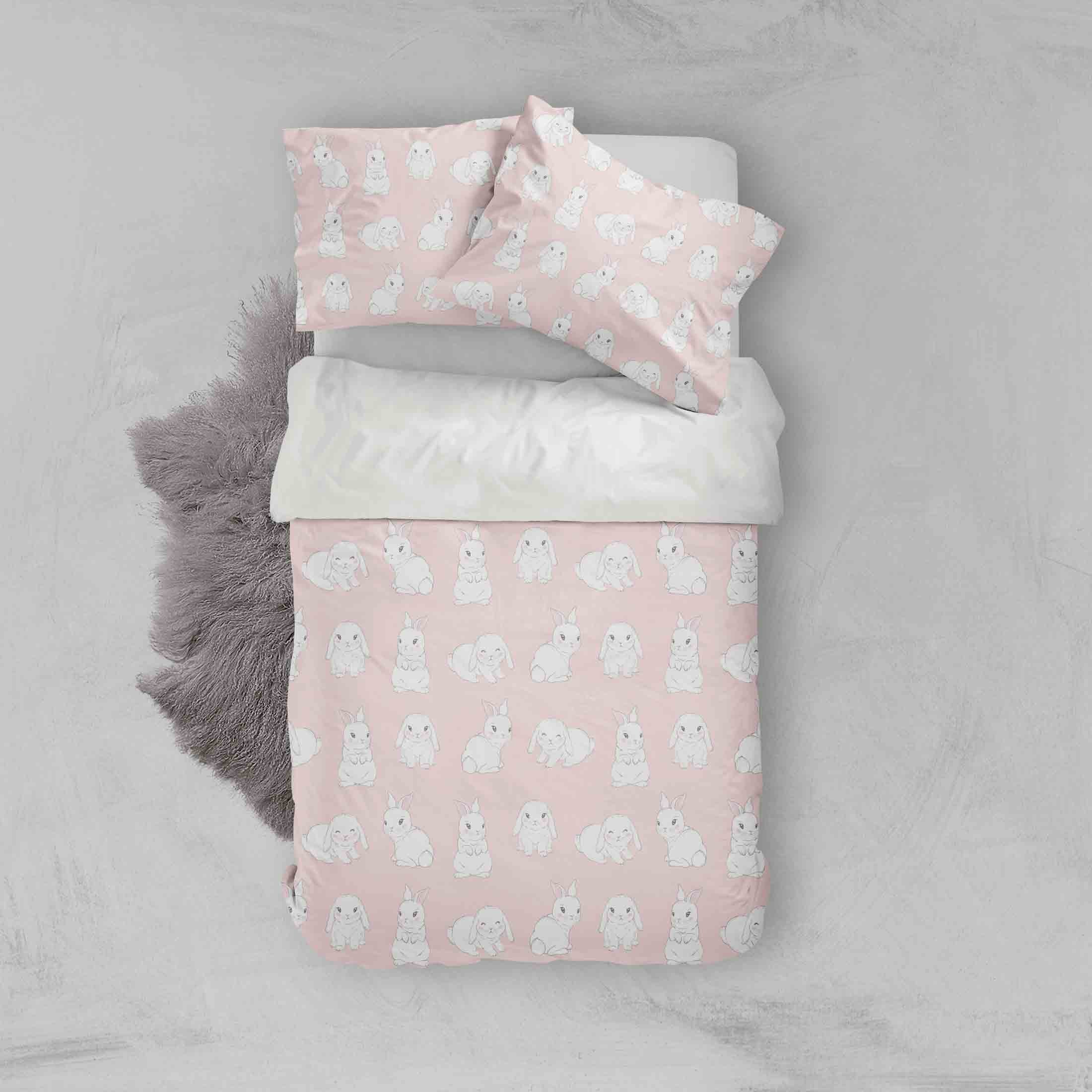 3D Pink Rabbit Quilt Cover Set Bedding Set Pillowcases 21