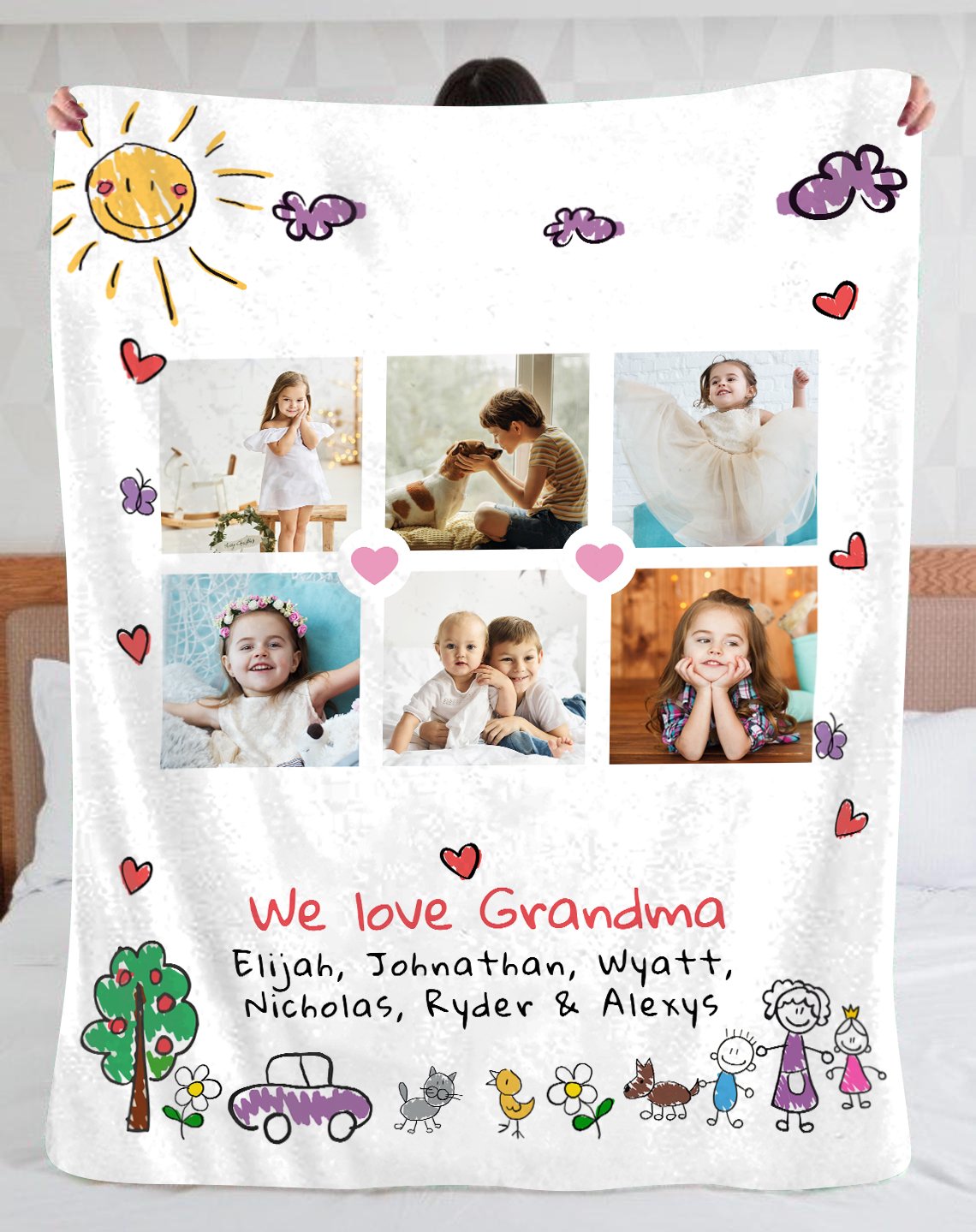 6 Photo Blanket Blanket With A Photo, Love Grandma Blanket, Fleece Blanket, Sherpa Blanket