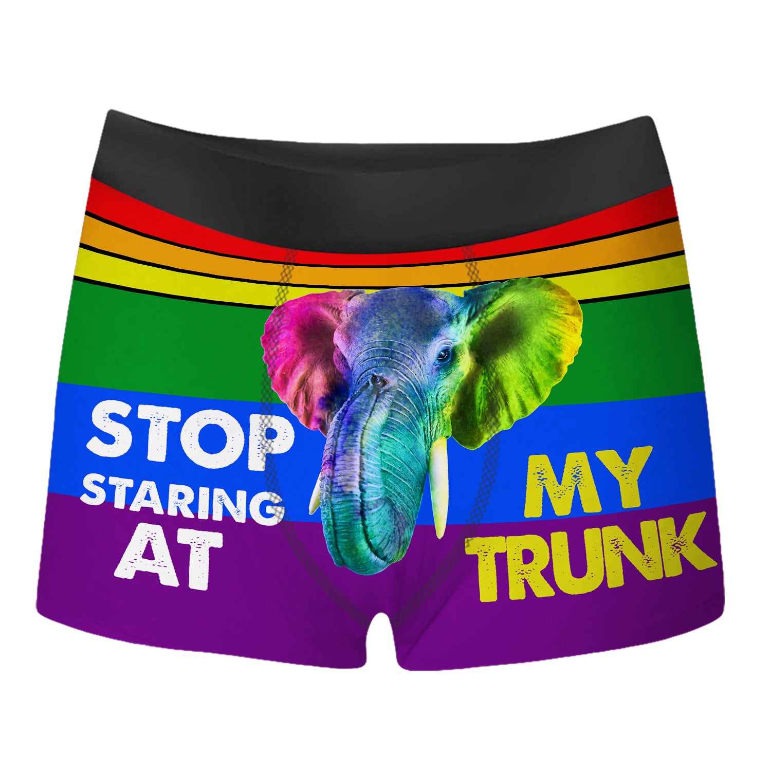 Stop Starting At My Trunk Lgbt Elephant All Over Print Men’S Boxer Brief