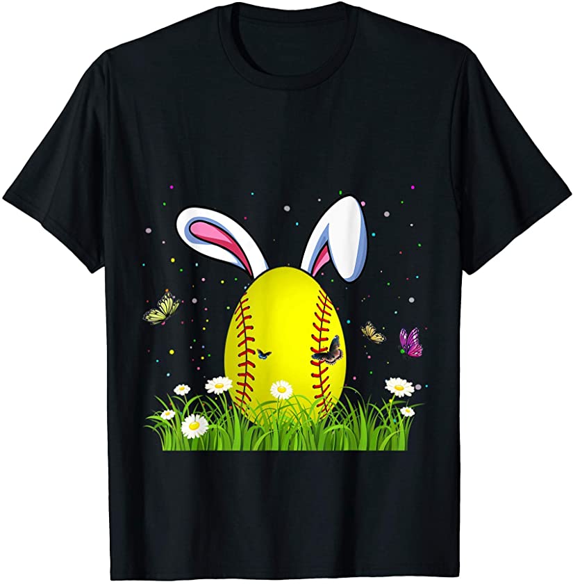 Cute Softball Easter Egg Bunny Shirt For Kids Boys Toddler T-Shirt