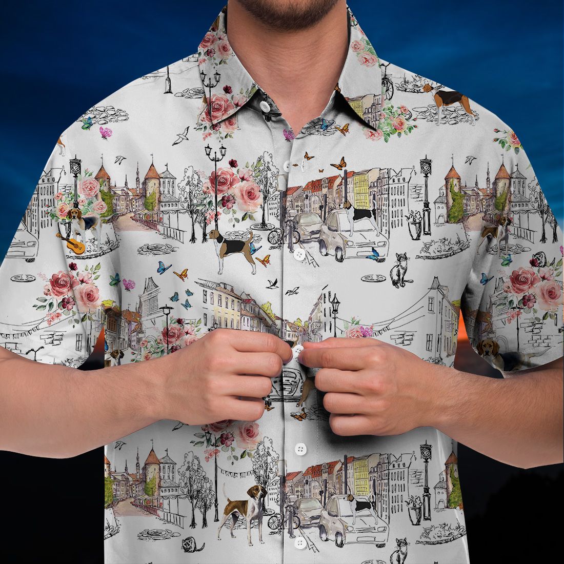 American Foxhound Hawaiian Shirt Flower City Art