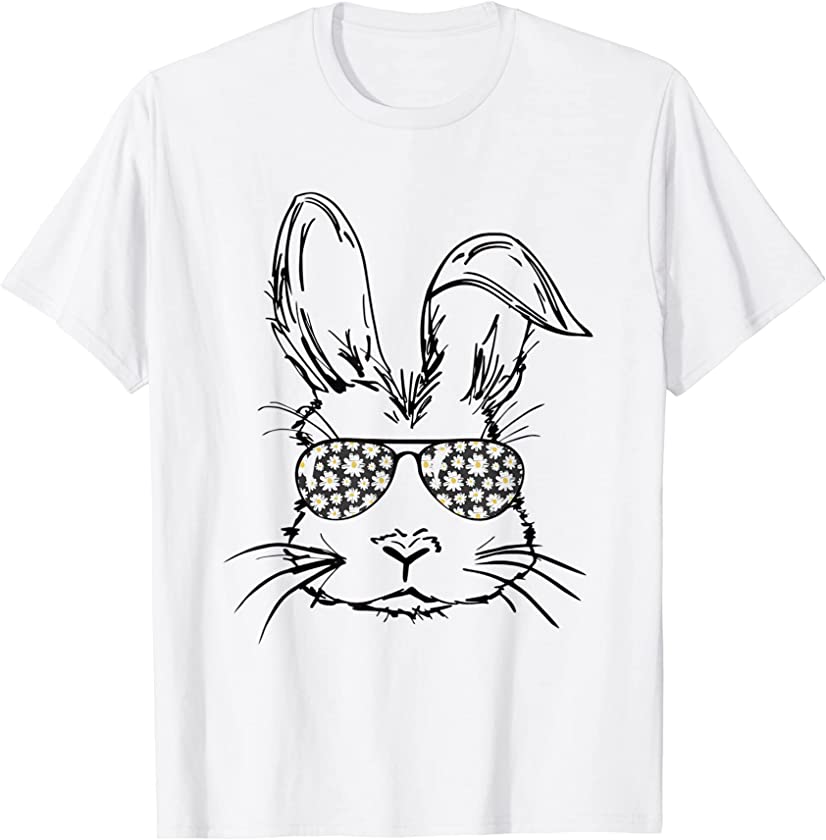 Sunglass Bunny Face Floral Happy Easter Day T-Shirt