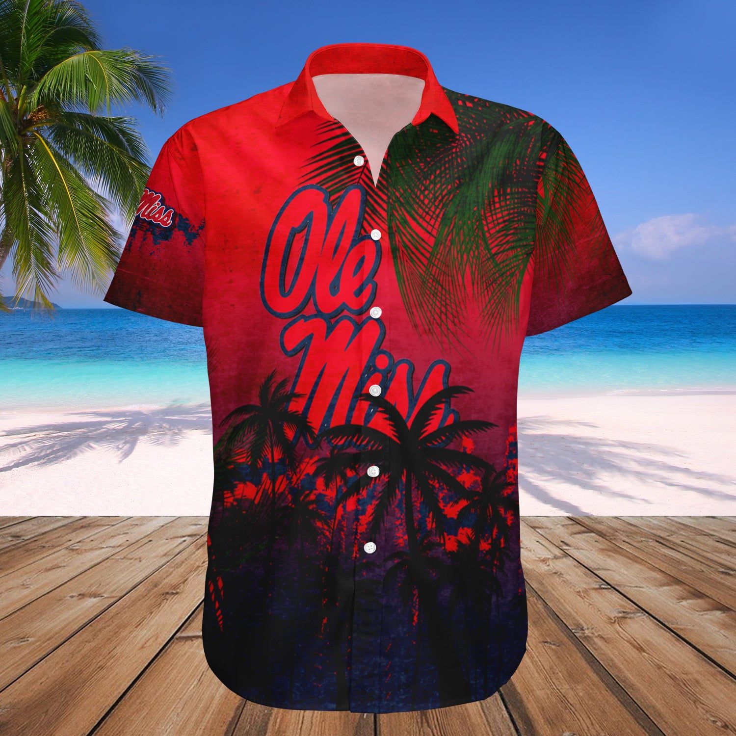 Ole Miss Rebels Hawaii Shirt Coconut Tree Tropical Grunge – NCAA