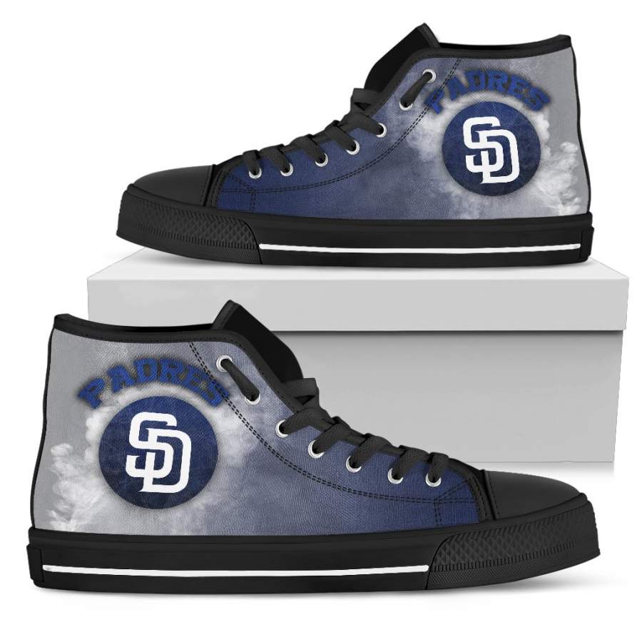 White Smoke Vintage San Diego Padres High Top Shoes