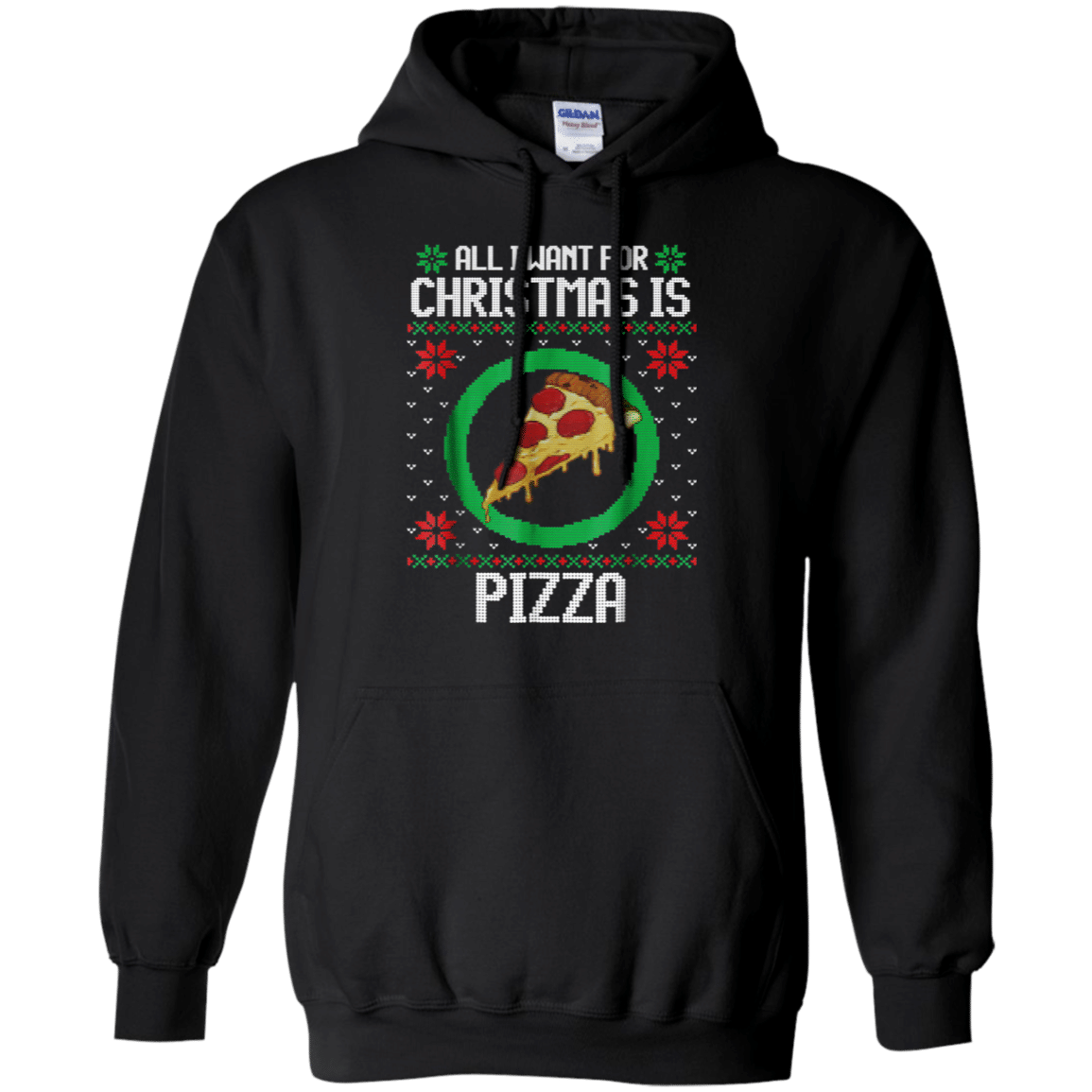 Check out this awesome All I Want For Christmas Is Pizza 2018 Ugly Sweater T Shirt G185 Gildan Pullover Hoodie 8 oz.