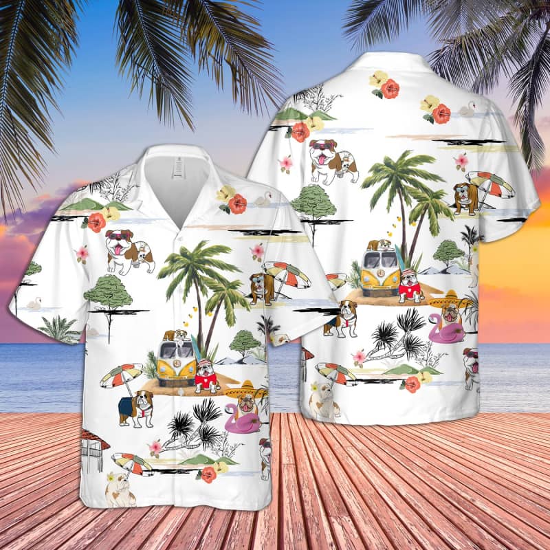 Unisex Bulldog Beach Hawaii Shirt Ha101304