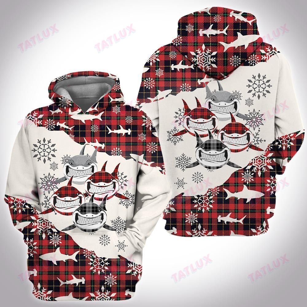 Christmas Tartan Shark 3D All Over Printed Shirt, Sweatshirt, Hoodie, Bomber Jacket Size S – 5Xl