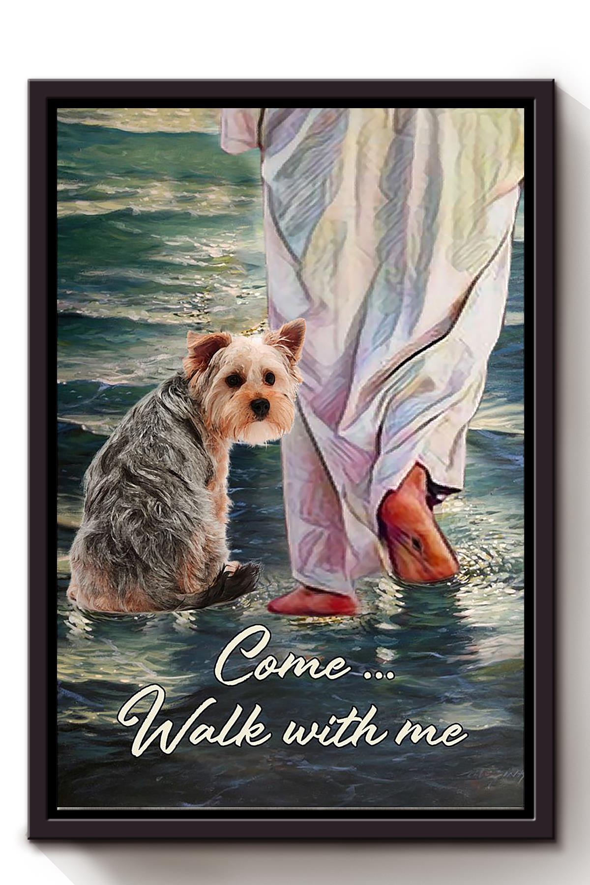 Cairn Terrier And Jesus Come Walk With Me God Wall Art For Home Decor Gift For Christian Framed Matte Canvas