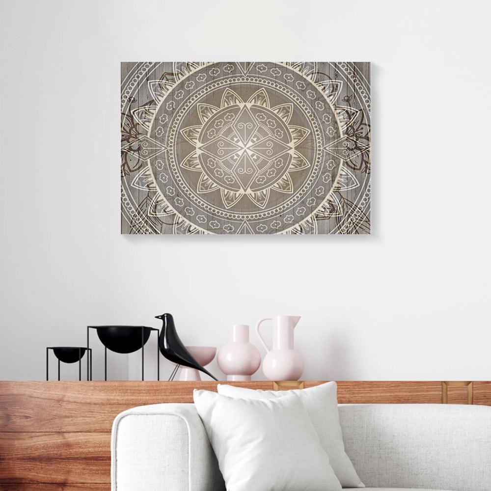 Canvas Artwork Boho Mandala Sunrise Brown Wood Frame Yoga Canvas Home Decor Canvas