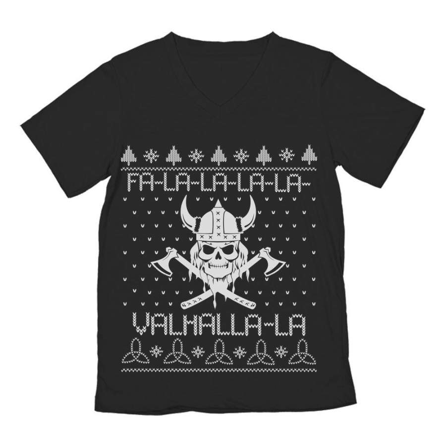 Viking Nordic God Valhalla Mythology Ugly Christmas V-Neck T-Shirt