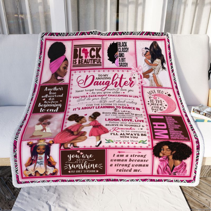 To My Daughter Black Woman Senior 2020 Melanin, African American Premium Quilt Blanket Size Throw, Twin, Queen, King, Super King