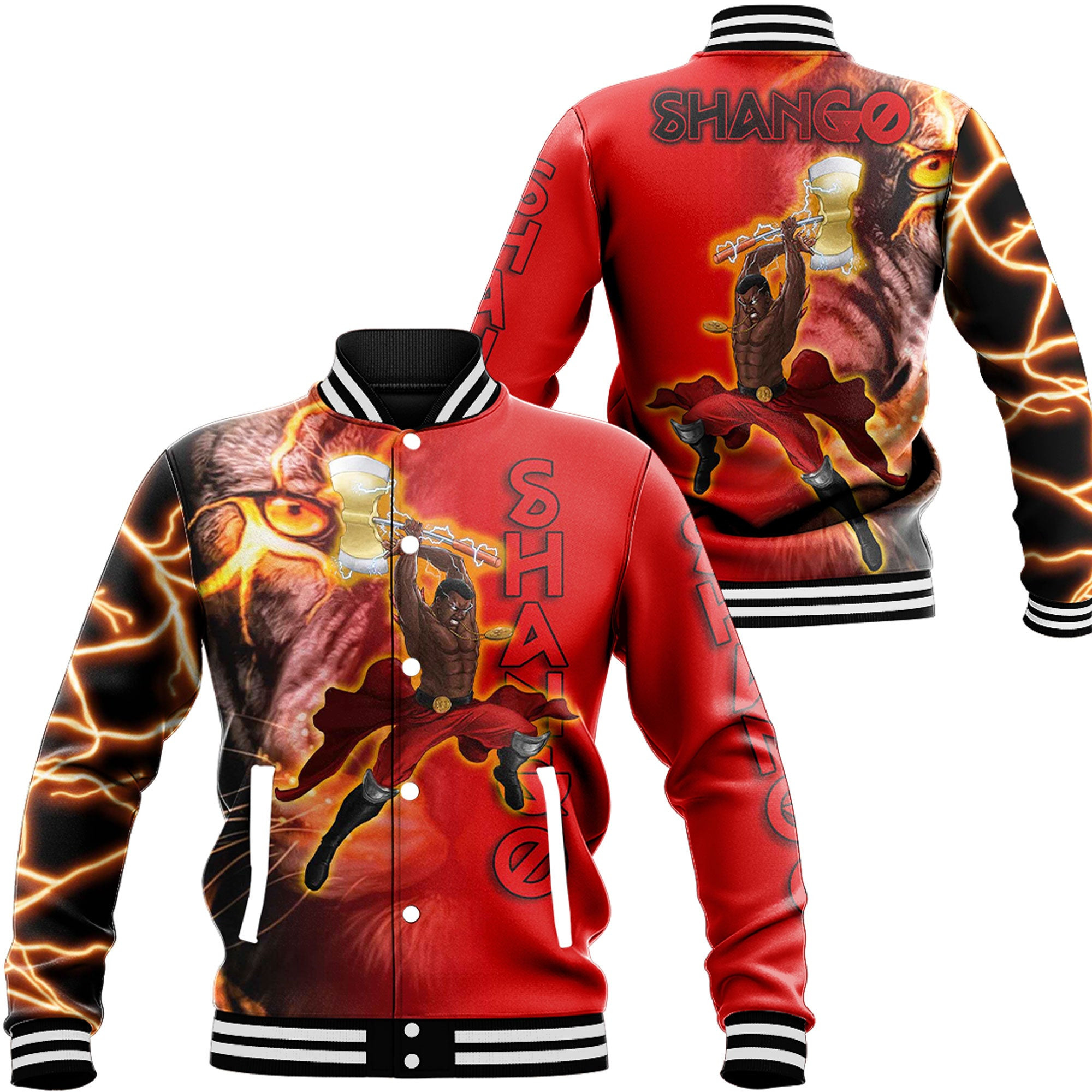 Africa Zone Clothing – Orisha Shango Lion Baseball Jackets A35