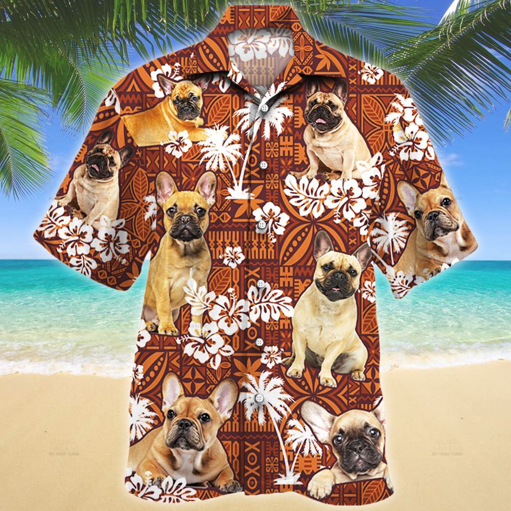 French Bulldog Dog Lovers Red Tribal Pattern Hawaiian Shirt Ha59395