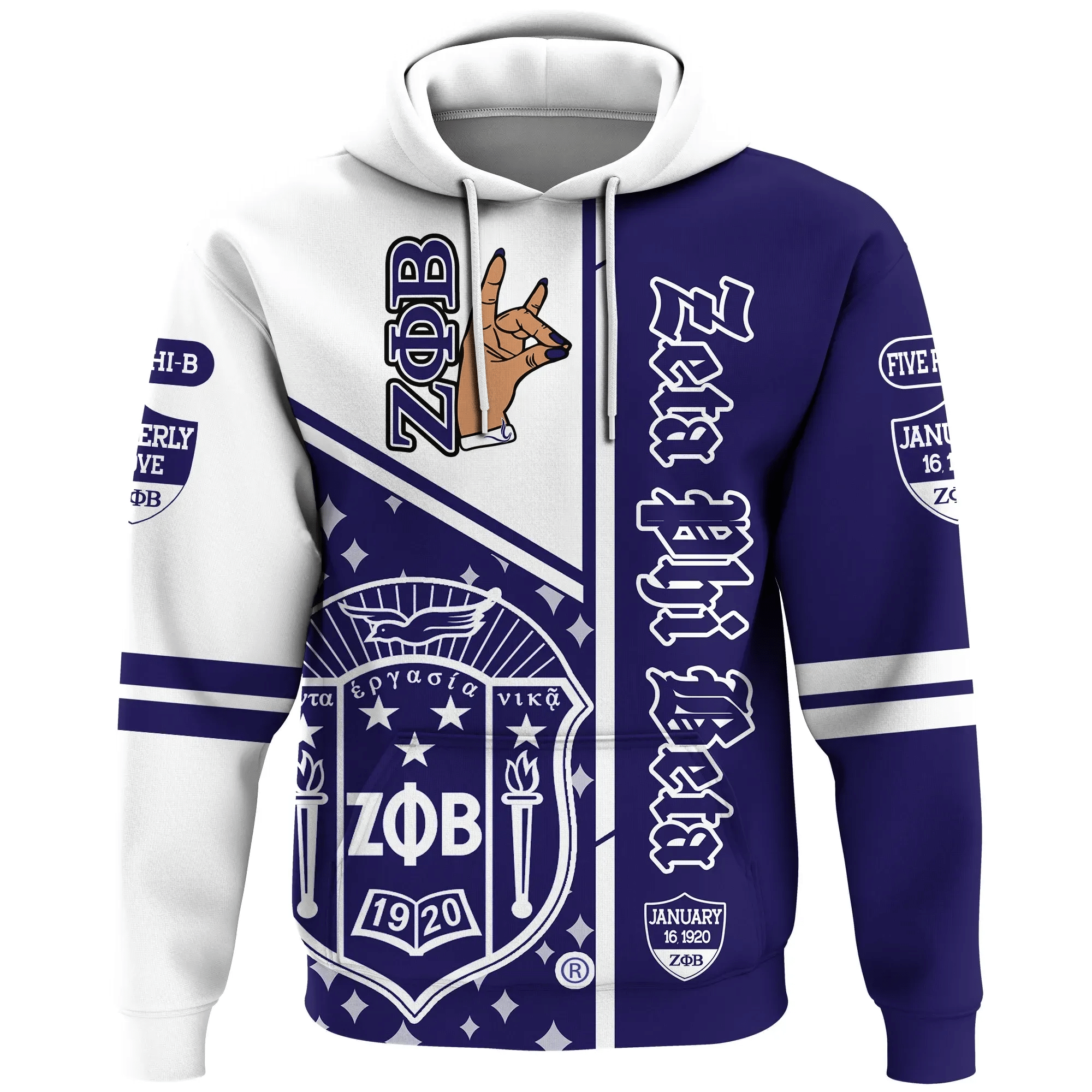 Sorority Hoodie – Zeta Phi Beta Hand Sign Hoodie