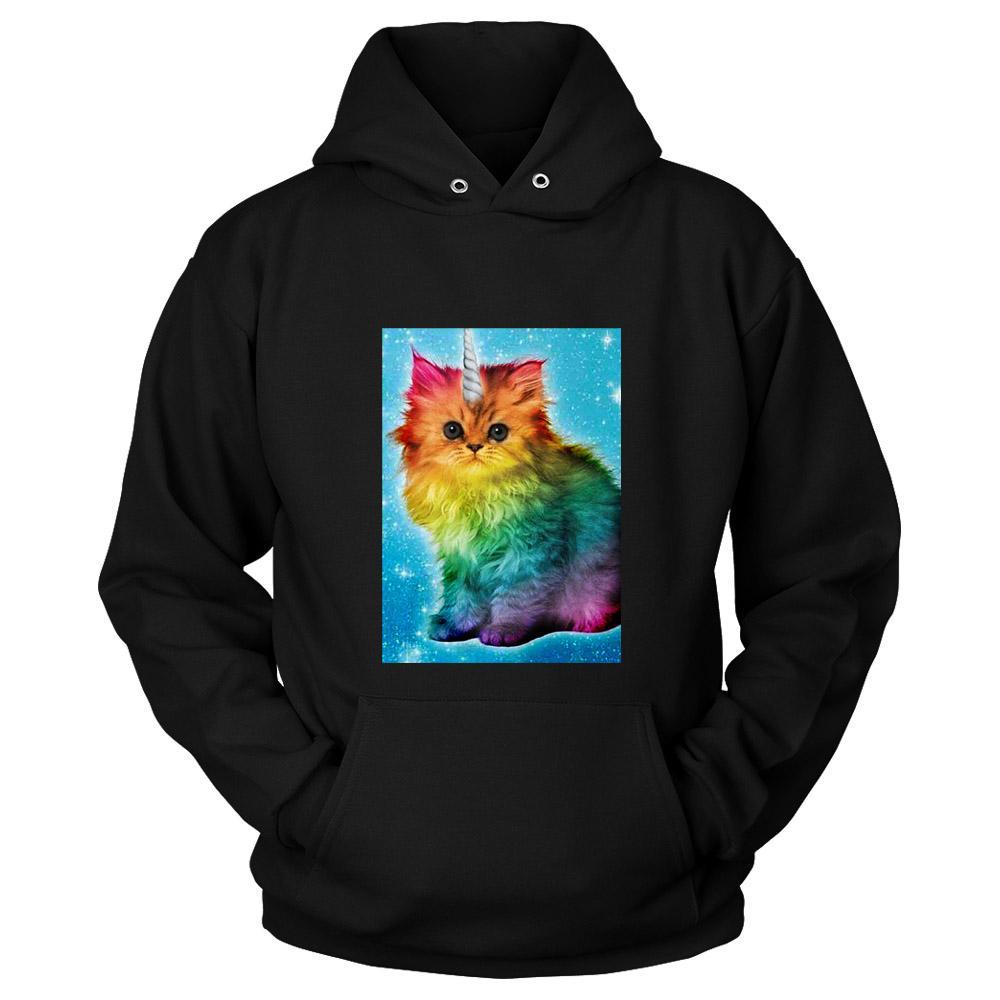 Unicorn Rainbow Cat Kitten Funny Unisex Hoodie