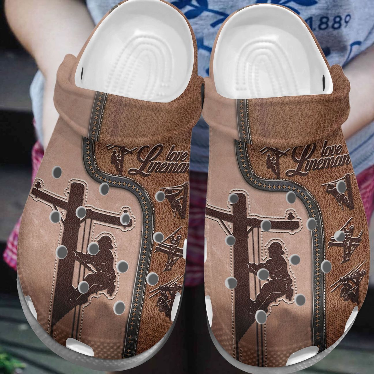 Lineman Personalize Clog, Custom Name, Text, Fashion Style For Women, Men, Kid, Print 3D Love Lineman