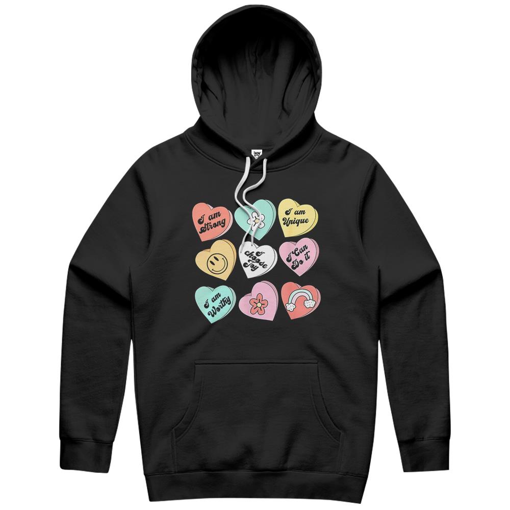 Candy Heart Positive Conversation Valentines Day Hoodie