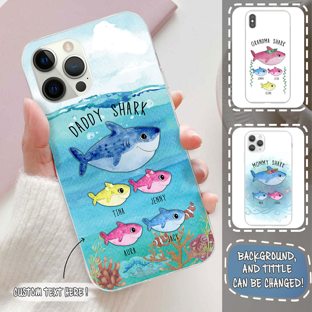 Shark Family Swimming In The Ocean Personalized Phone Case