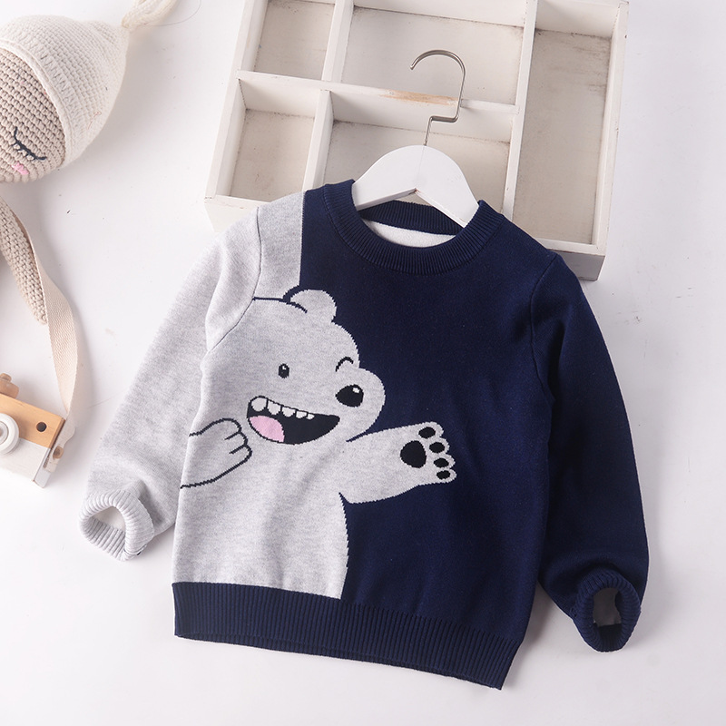 2022 New Autumn Winter Children Cartoon Knitted Sweaters Kids Baby Boys Sweater Jumper Cotton Toddler Clothes 2-7y O-Neck alx