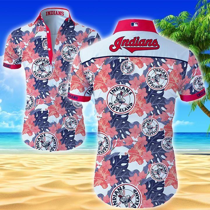 Beach Shirt Cleveland Indians Hawaiian Shirt Summer Button Up Shirt For Men Beach Wear Short Sleeve Hawaii Shirt