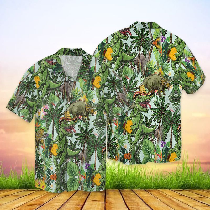 Dinosaur Hawaiian For Men And Women Graphic Print Short Sleeve Casual Shirt Ha58132