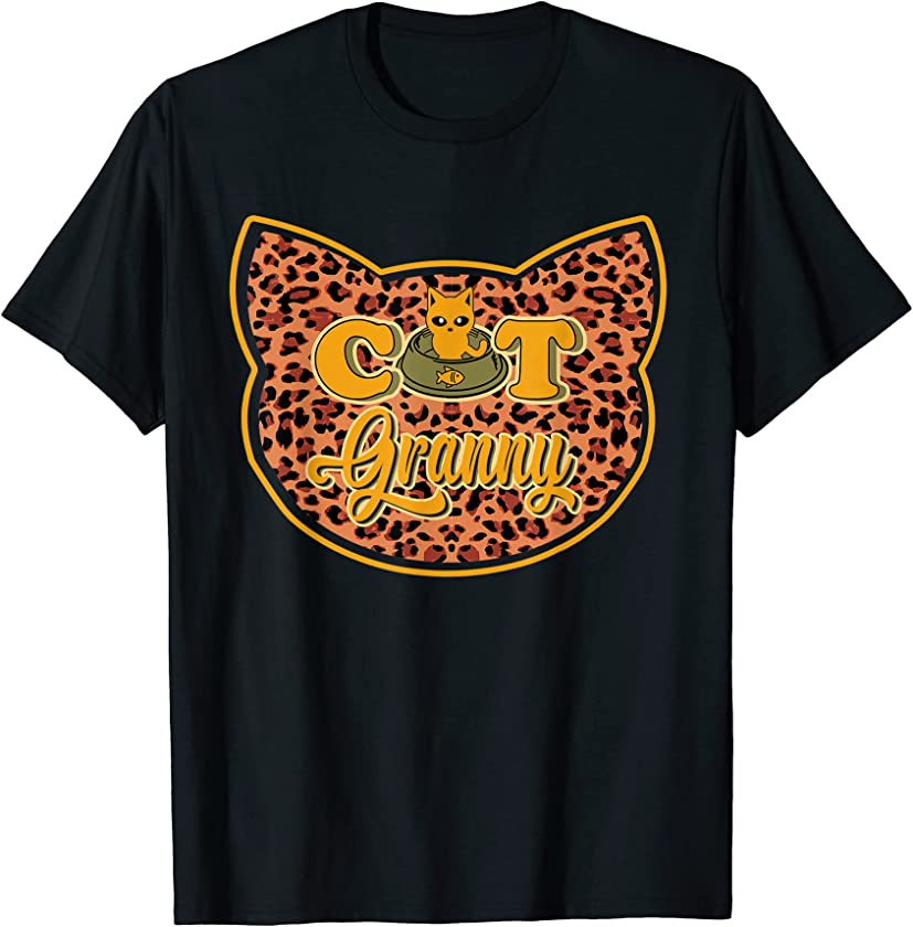 Cat Granny Cute Leopard Cat Funny Cat Owner Mother’s Day T-Shirt