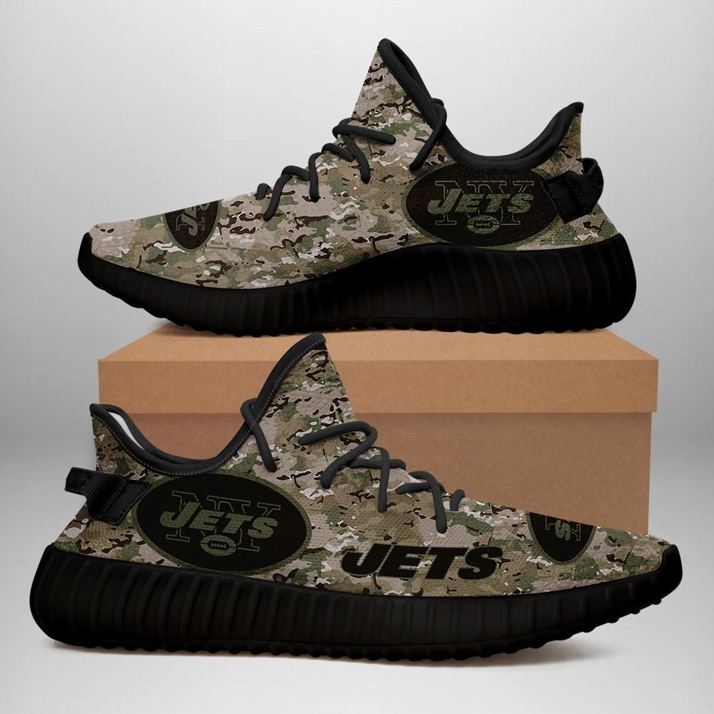 New York Jets U.S. Military Camouflage Unisex Sneaker Football Custom Shoes New York Jets Yeezy Boost 350