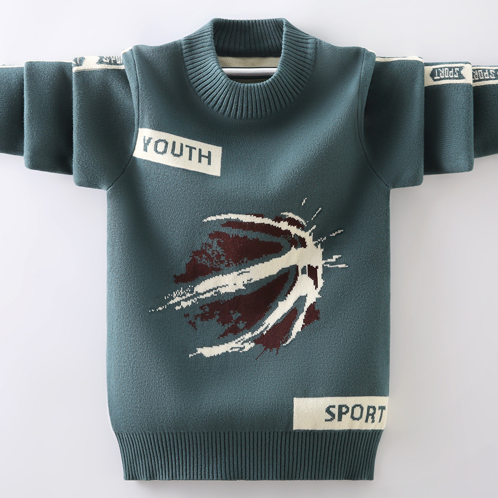 Winter Boy’s Clothing O-Neck Pullover Sweater Kids Clothes Children’s Sweater Winter Keep Warm Children’s Knitted Cotton Sweater alx