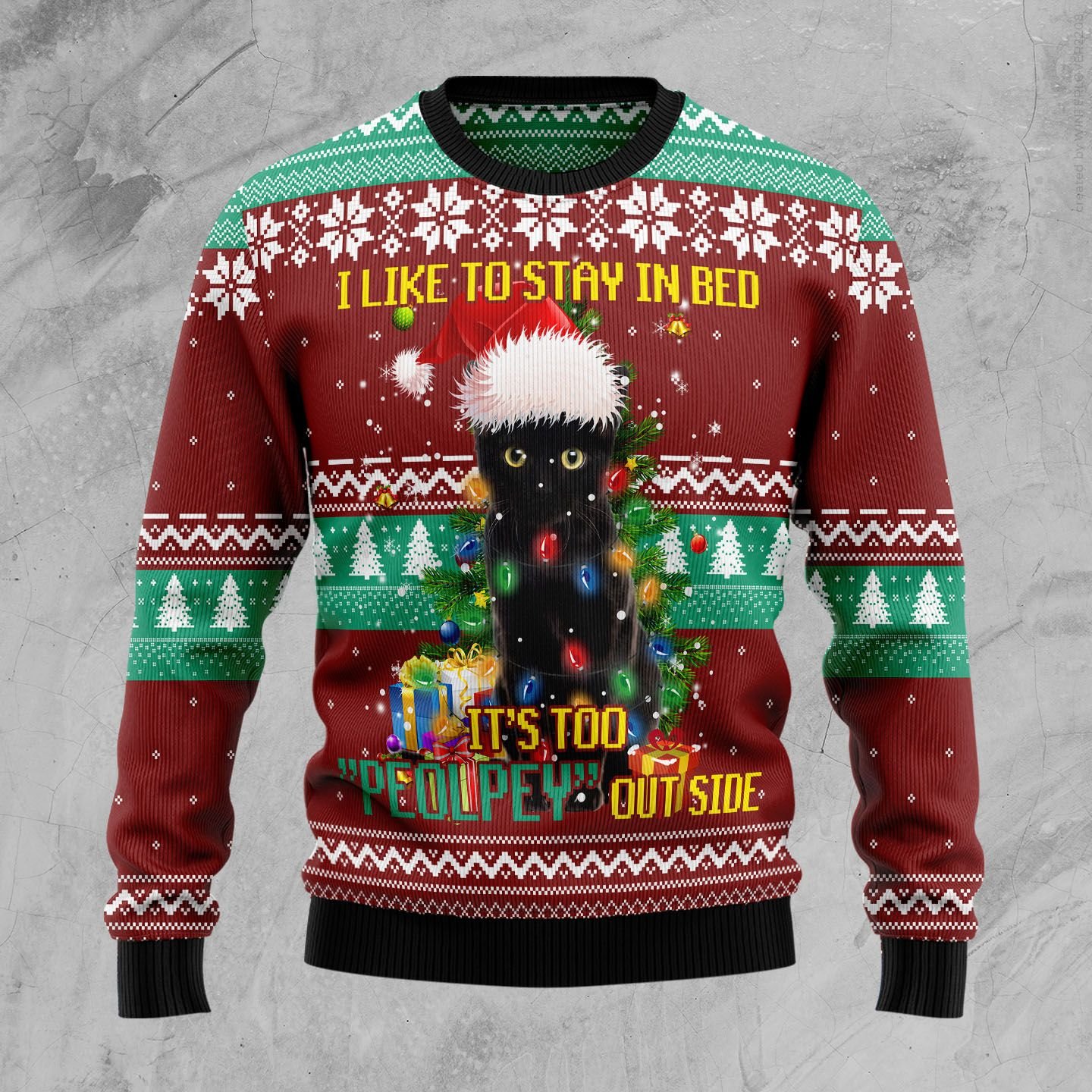 Black Cat Like Stay To In Bed Xmas Ugly Christmas Sweater | For Men & Women | Adult | Us5186