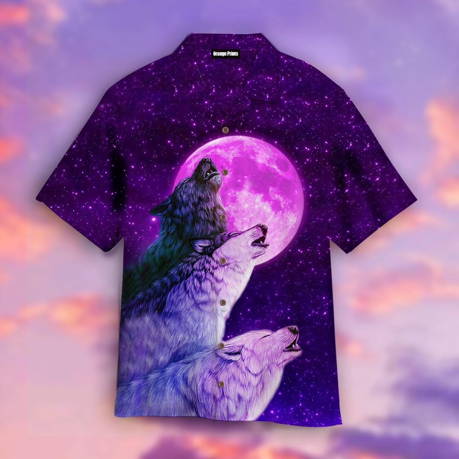 Purple Moon Wolf Hawaii Shirt For Men And Women Ha70874