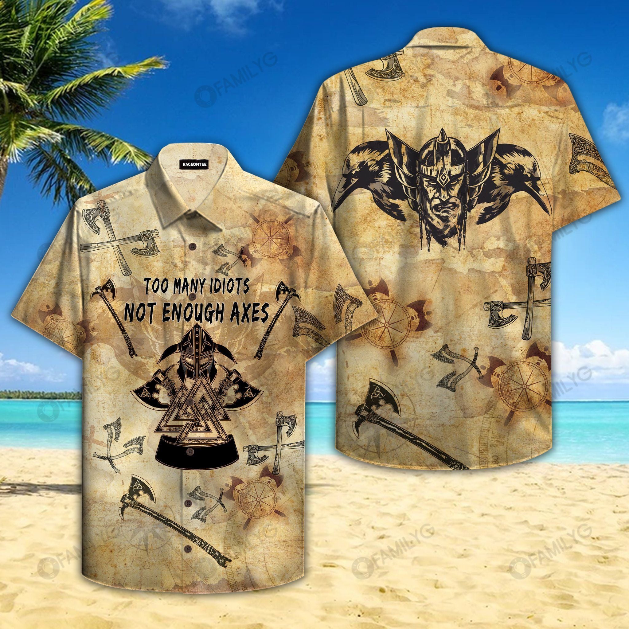 Viking Shirts – Viking Too Many Idiots Not Enough Axes – Viking Hawaiian Shirt Summer Hawaiian For Men, Women, Couple