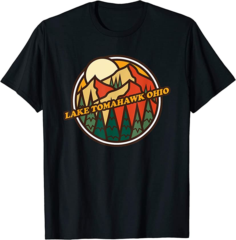 Vintage Lake Tomahawk, Ohio Mountain Hiking Souvenir Print T-Shirt