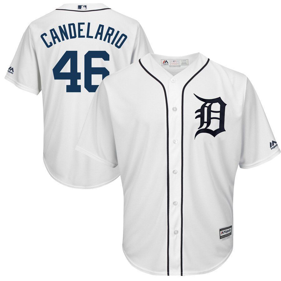 Jeimer Candelario Detroit Tigers Majestic Home Cool Base Player Jersey White 2019