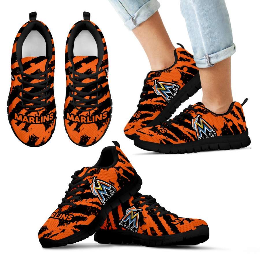 Stripes Pattern Print Miami Marlins Sneakers