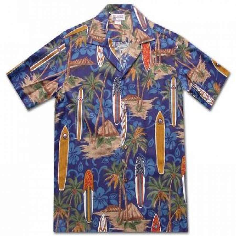 Surfing Safari Navy Hawaii Shirt Ha82904