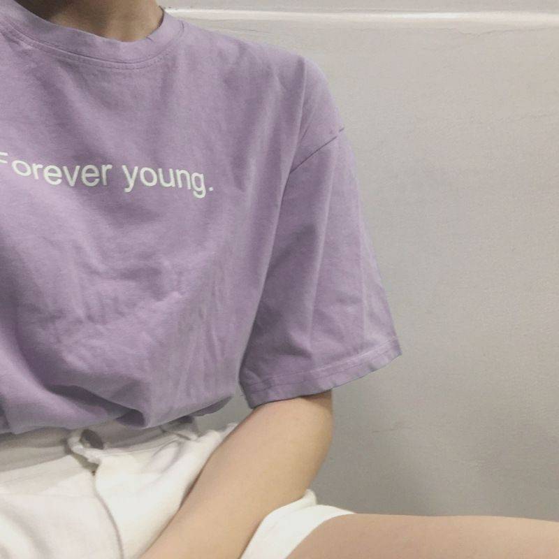 Forever Young Letter Printed Aesthetic Style T-shirt