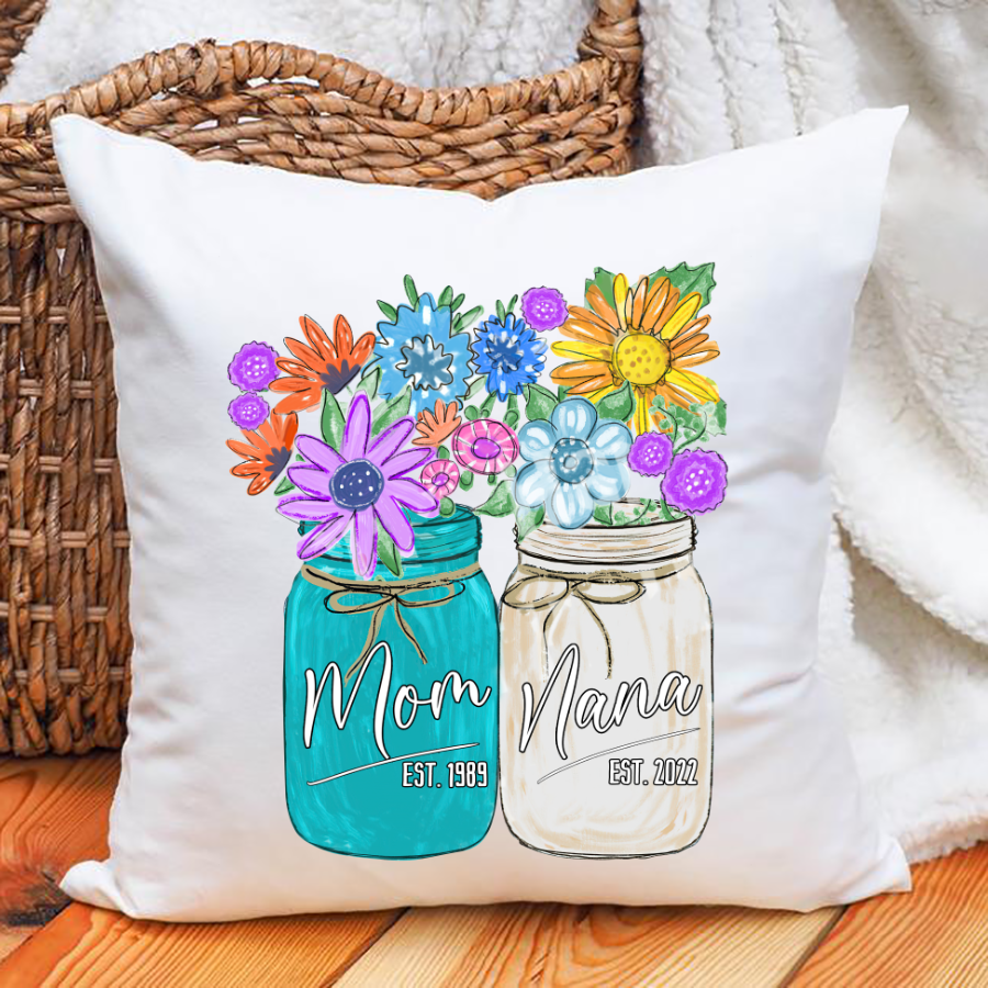 Flower Mom Est Grandma Est Custom Spring Indoor Pillow