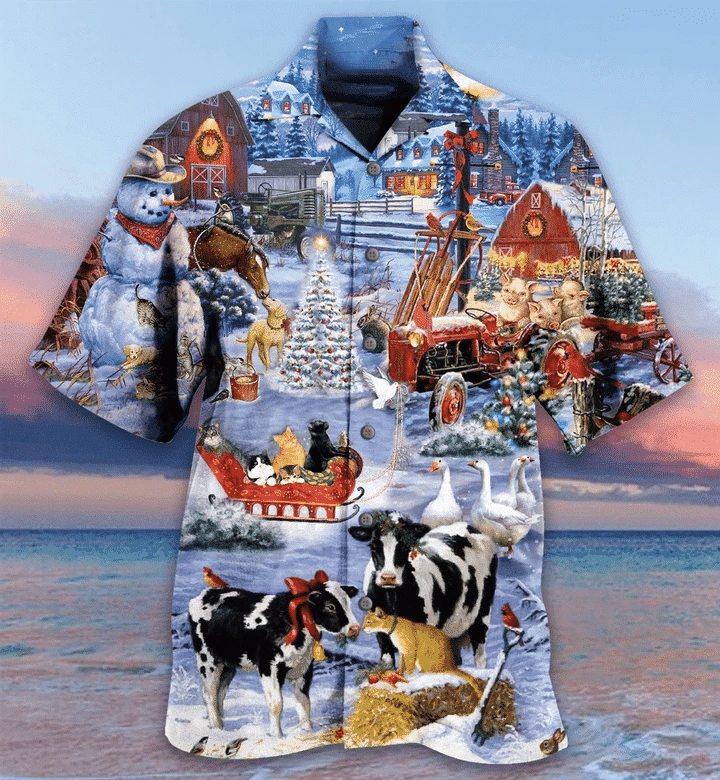 Beautiful Farm On Christmas Days Hawaiian Shirt