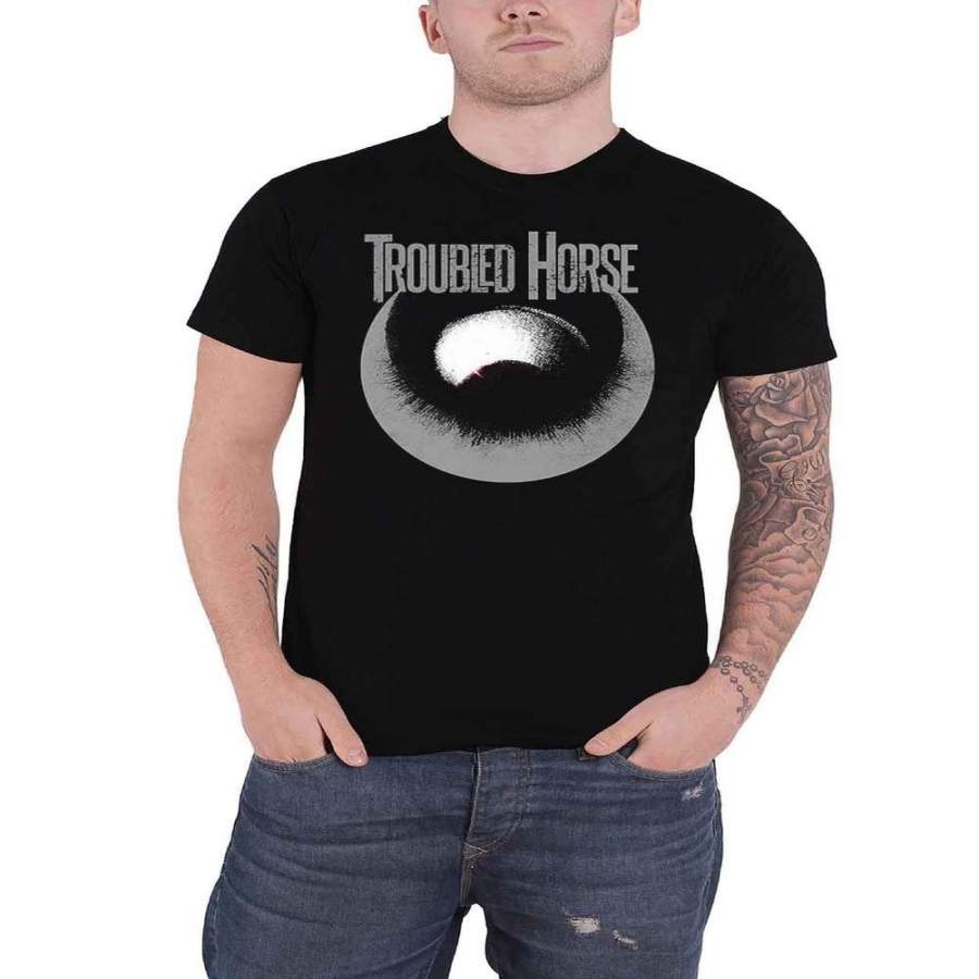 The Troubled Horse T Shirt Band Logo Mens Black - EcoSpringFarm