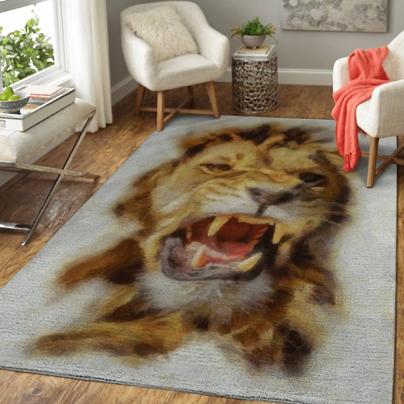 Angry lion – Paintings With Animals Area Rug Carpet