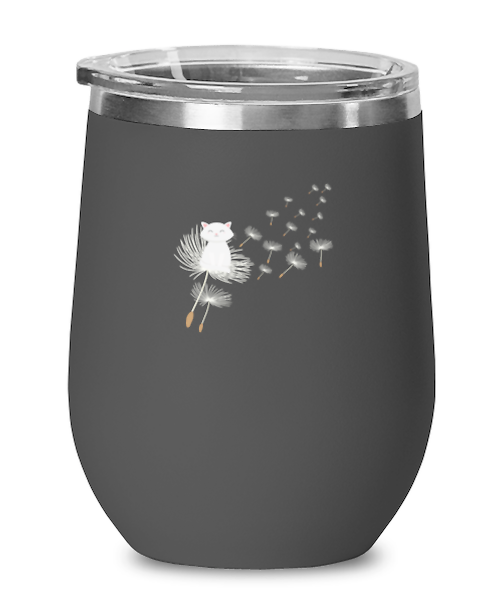 Wine Tumbler Stainless Steel Funny Cat Dandelion