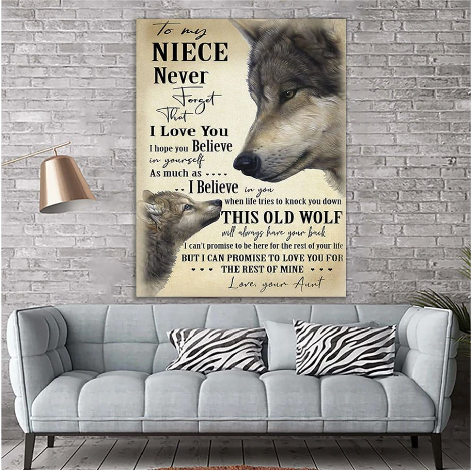 Wolf To My Niece Premium Wall Art Canvas – Perfect Gift For Niece