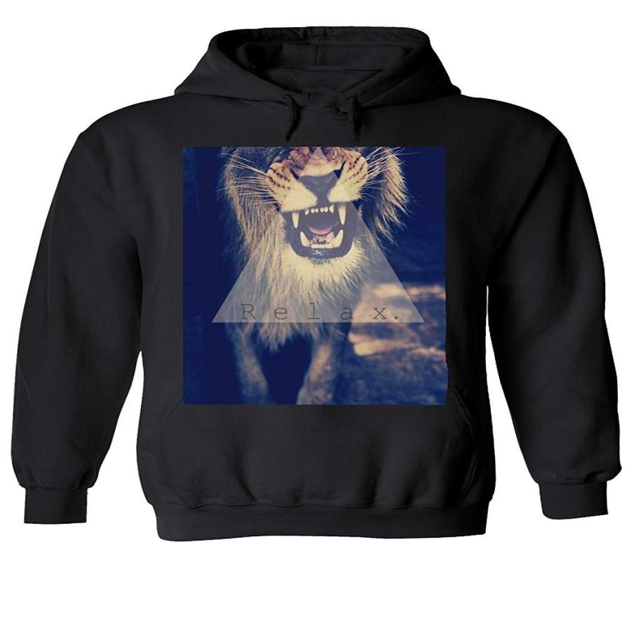 Relax Triangle Lion Leopard Tiger Men’s Pullover Hooded Sweatshirt