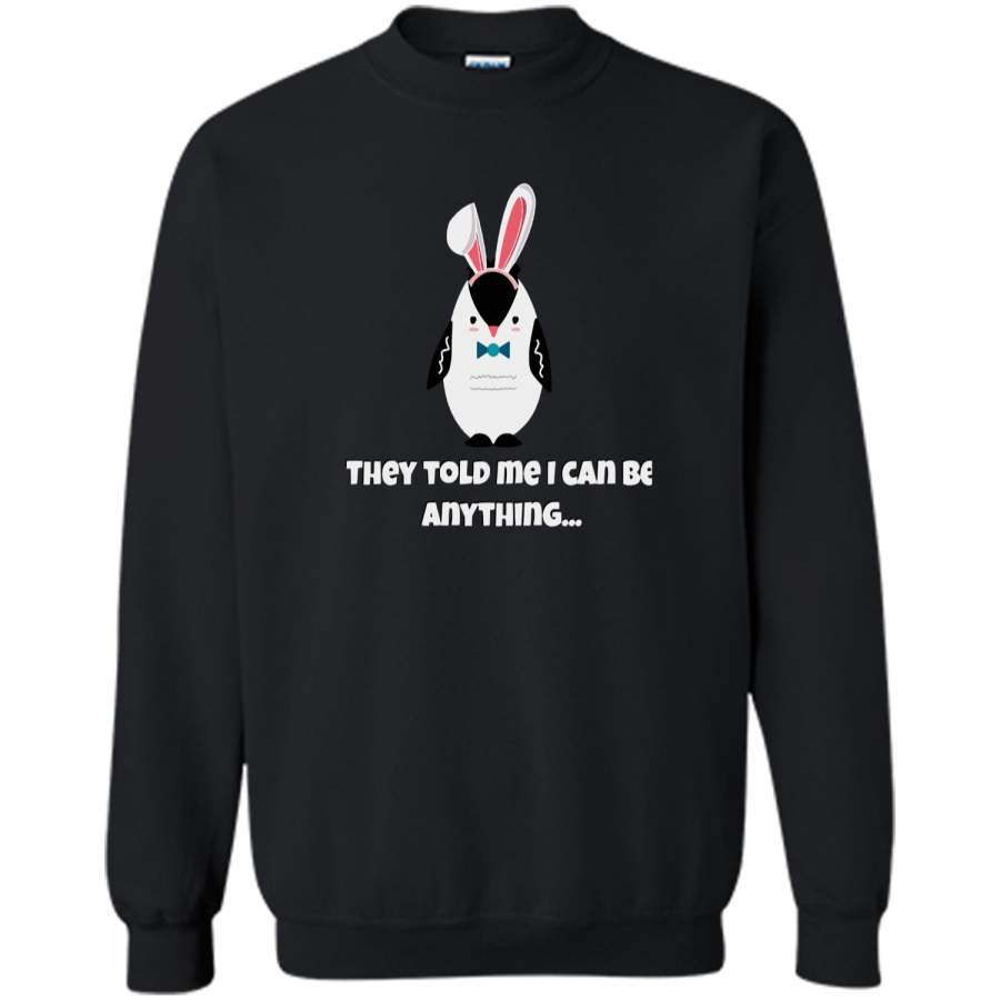 Cute Easter Bunny Penguin Easter T-shirt Printed Crewneck Pullover Sweatshirt 8 oz