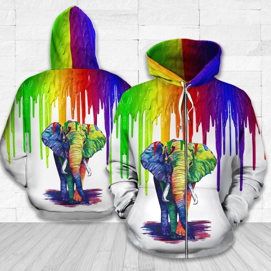 Water Color Elephant Hoodie + Tshirt Made In USA