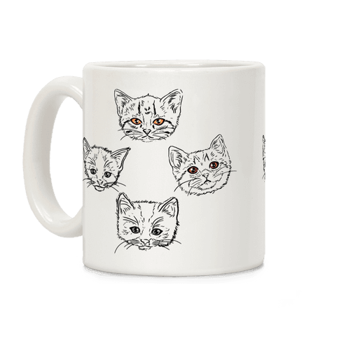 Colorful Eyed Kitten Pattern Coffee Mug