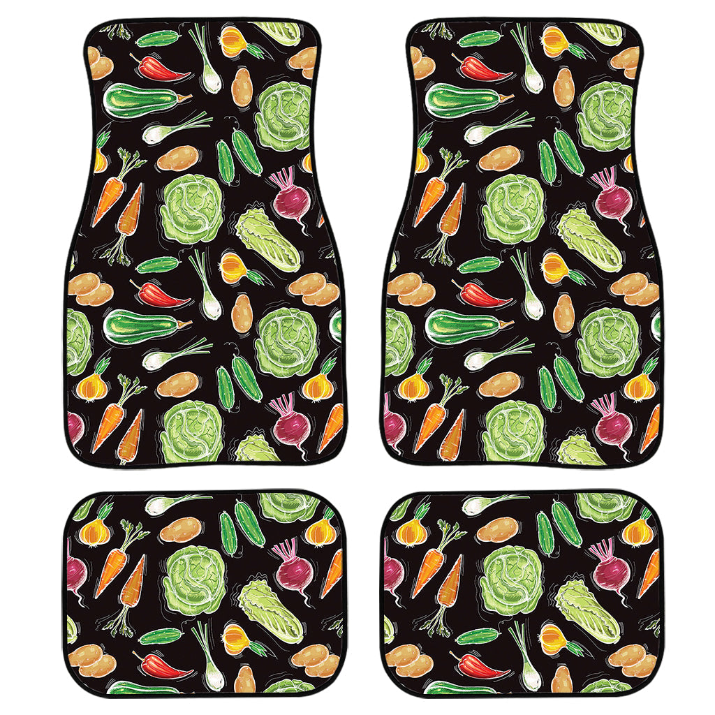 Fresh Vegetable Pattern Print Front And Back Car Floor Mats, Front Car Mat