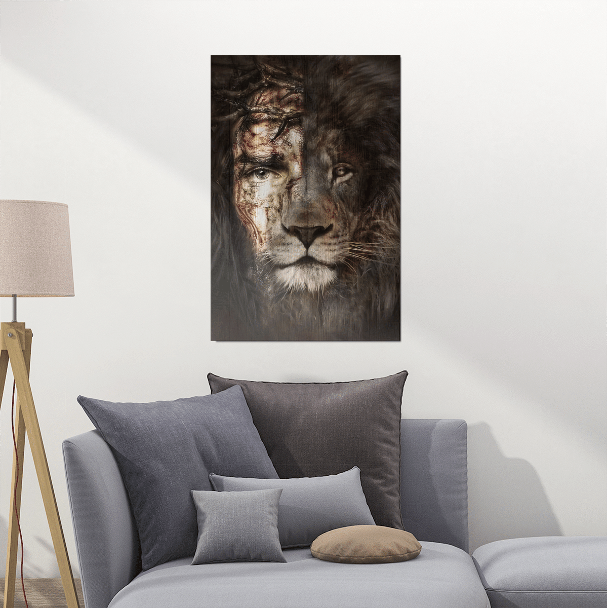 East African Lion and Human – All over print – Portrait Poster